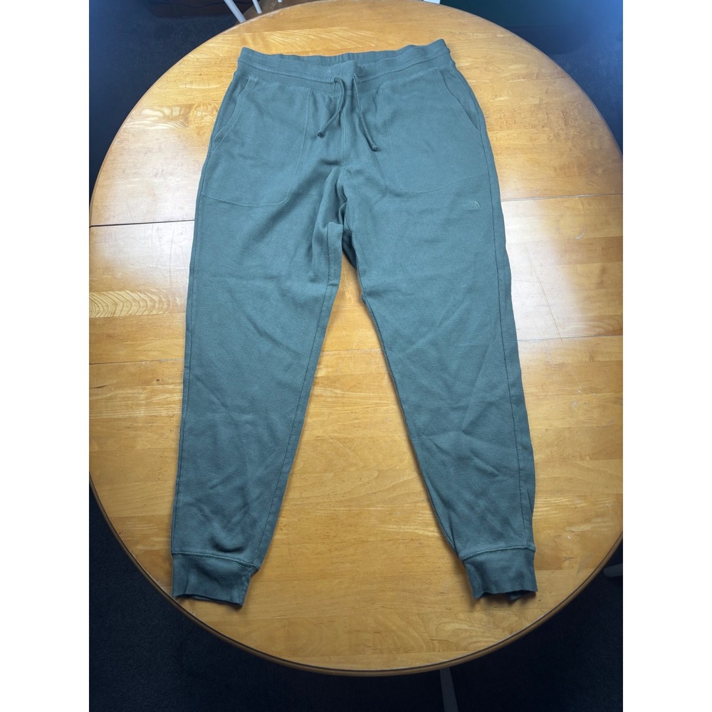 The North Face Mens Waffle Knit Joggers Sage Green XL Thermal Lounge Pants